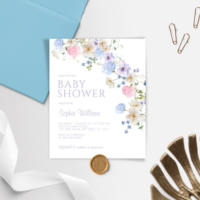 Budget Pastel Wildflower Baby Shower Invitation (Creator Uploaded)