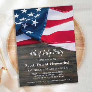 Budget Patriotic 4th Of July Party Invitation Flag