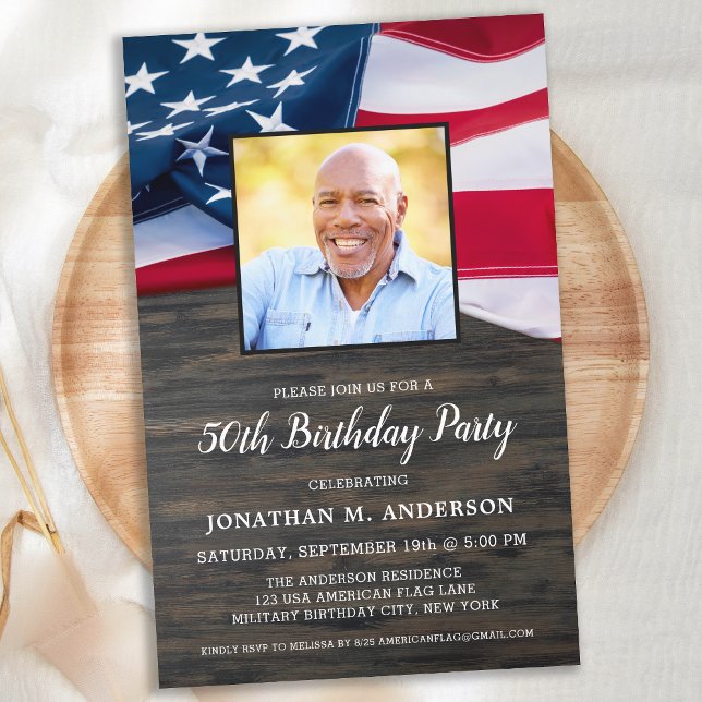 Budget Patriotic Photo American Flag Birthday Invi (Creator Uploaded)