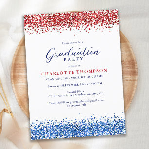 Budget Patriotic Red White Blue Glitter Graduation