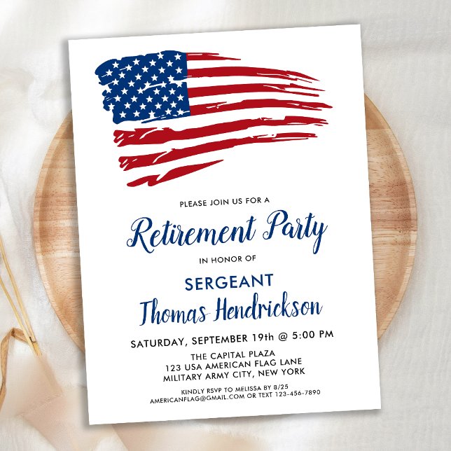 Budget Patriotic Retirement Invite American Flag (Creator Uploaded)