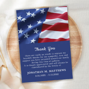 Budget Patriotic Veteran Flag Funeral Thank You Card