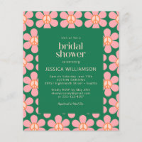 Budget Peace Floral Green Bridal Shower Invite