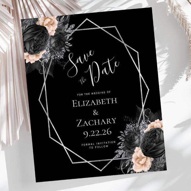 Budget Peach Black Floral Silver Geometric Wedding (Creator Uploaded)