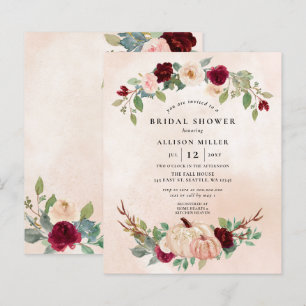 Budget Peach Burgundy Pumpkins Fall Bridal Shower