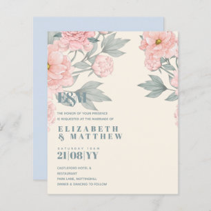 Budget Peach Floral Dusty Blue Sage Leaf Wedding