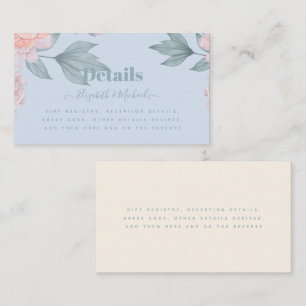 Budget Peach Floral Dusty Blue Sage Leaf Wedding Business Card