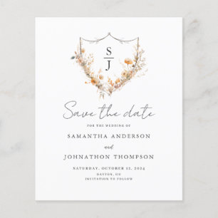 Budget Peach Floral Wedding Save The Date Flyer