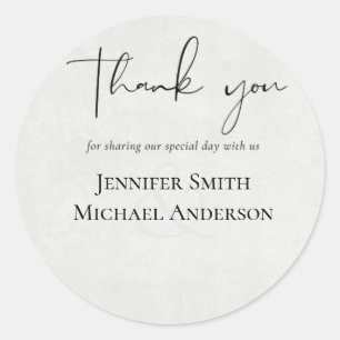 BUDGET Peach Grey Wedding Watercolor Classic Round Sticker