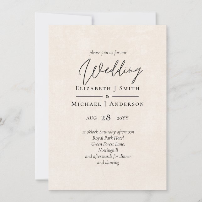 BUDGET Peach Grey Wedding Watercolor Invites (Front)
