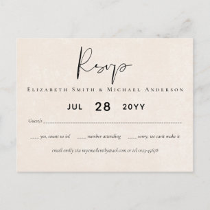 BUDGET Peach Grey Wedding Watercolor RSVP Postcard
