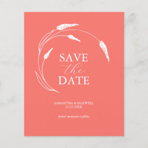 Budget Peach Wedding Save The Date Flyer