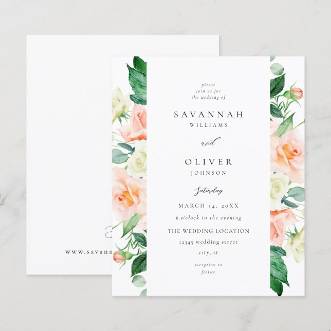 Budget Peach & White Floral Wedding V3 (Front/Back)