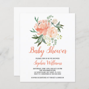 Budget Peaches And Cream Baby Shower Invitation