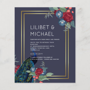 BUDGET Peacock Blue Burgundy Winter Fall Wedding Flyer