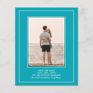 BUDGET Peacock Blue Teal Monochrome Wedding Flyer