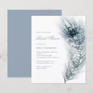 Budget Peacock Feather Bridal Shower Invitation