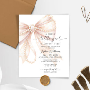 Budget Pearl and Bow Sweet Little Girl Baby Shower