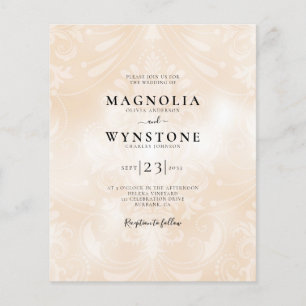 Budget Pearl Damask Wedding Invitation