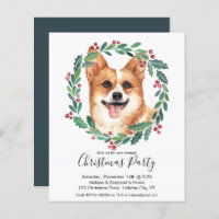 Budget Pembroke Welsh Corgi Dog Christmas Invite