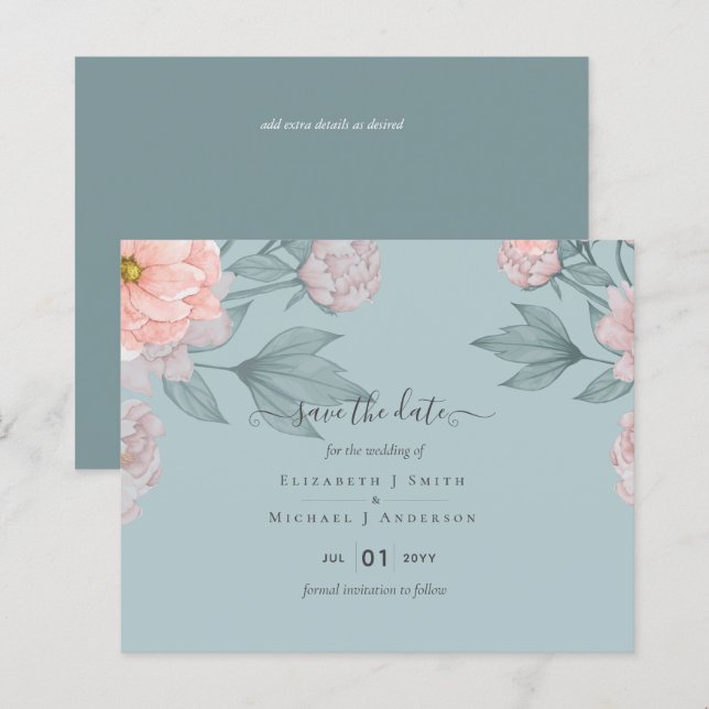 BUDGET  PEONIES Pink Sage Peach Wedding (Front/Back)