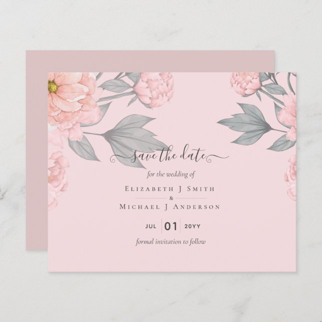BUDGET  PEONIES Pink Sage Peach Wedding (Front/Back)