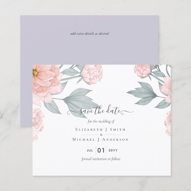 BUDGET  PEONIES Pink Sage Peach Wedding (Front/Back)