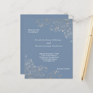 Budget Periwinkle Swirls Wedding Invitation