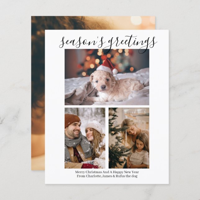 BUDGET Personalised Four Photo Christmas Card (Front/Back)