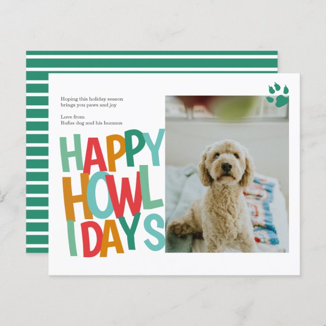BUDGET Personalised Happy Howlidays Dog Christmas (Front/Back)