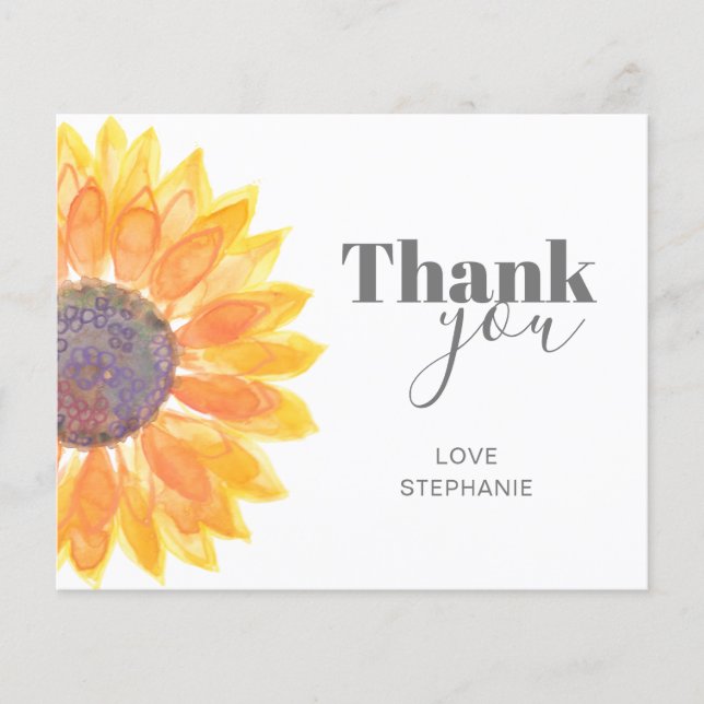 Budget Personalised Sunflower Thank You Card (Front)