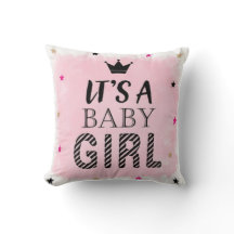 Budget personalized baby girl birth cushion
