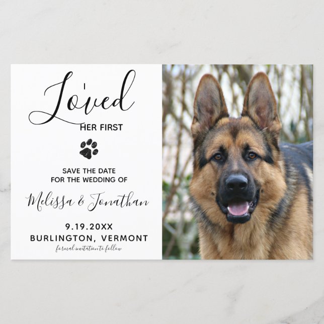 Budget Pet Photo Dog Wedding Save The Date (Front)