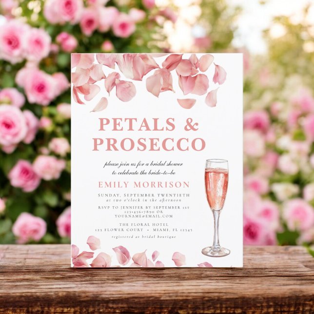 Budget Petals & Prosecco Bridal Shower Invitation Flyer (Creator Uploaded)
