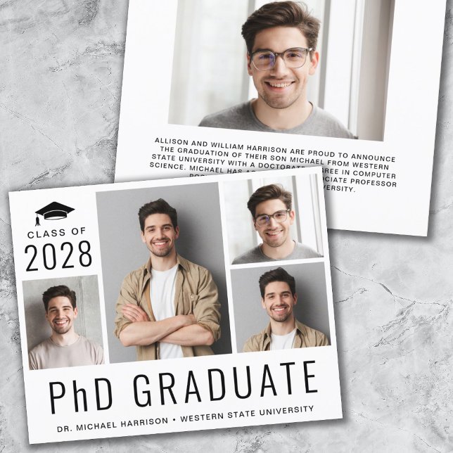 Budget PhD Photo Doctorate Graduation Announcement (Creator Uploaded)