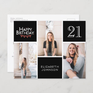 BUDGET Photo 21st Birthday Invitation Postcard