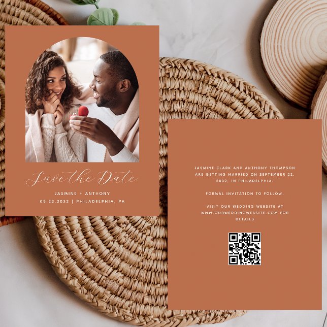 Budget Photo Arch QR Terracotta Save the Date (Creator Uploaded)