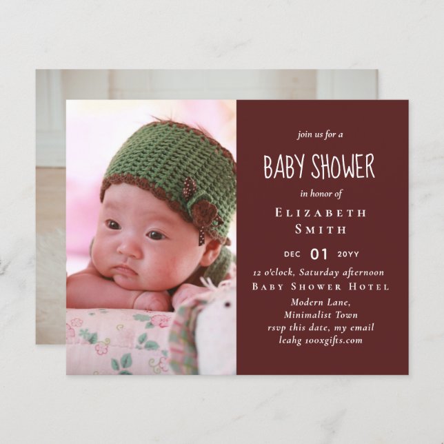 BUDGET Photo Baby Shower Announcement Thank You (Front/Back)