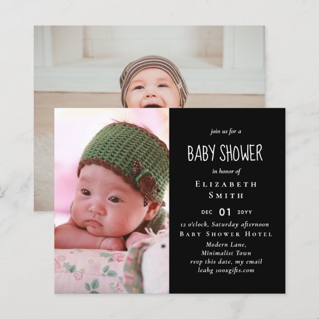 BUDGET Photo Baby Shower Announcement Thank You (Front/Back)