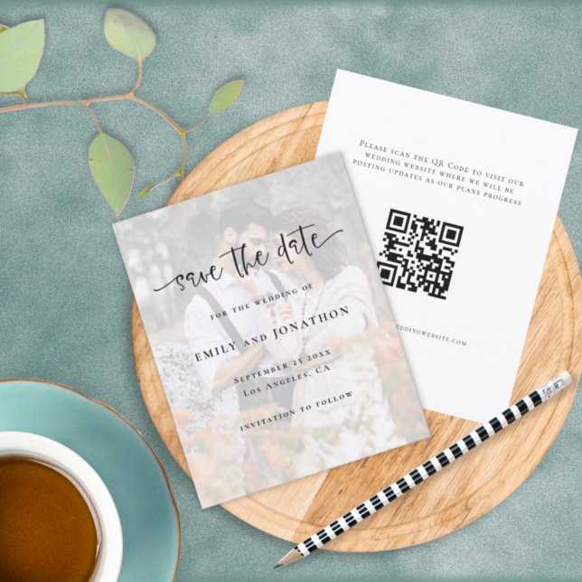 Budget Photo Background QR Wedding Save The Date (Creator Uploaded)