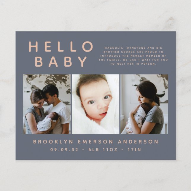 BUDGET Photo Birth Announcement (Front)