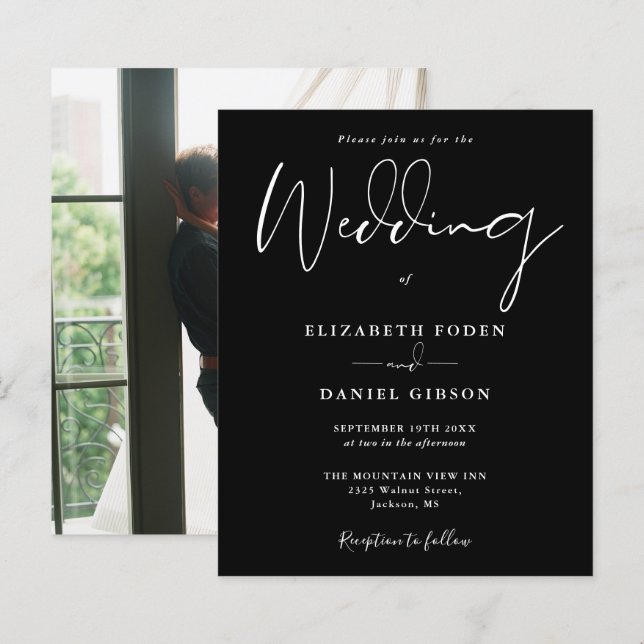 Budget Photo Black And White Wedding Invitation (Front/Back)