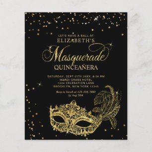 BUDGET Photo Black Gold Masquerade Quinceañera