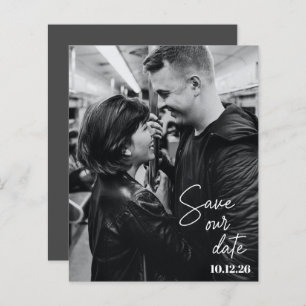 Budget Photo Black Script Modern Save The Date