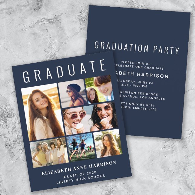 Budget Photo Blue Graduation Party Invitation (Creator Uploaded)