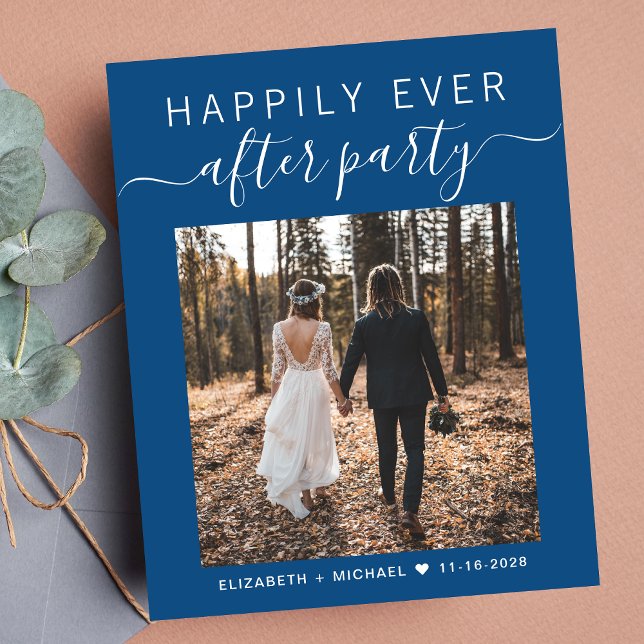 Budget Photo Blue Wedding Reception Invitation (Your love story deserves a grand celebration! )
