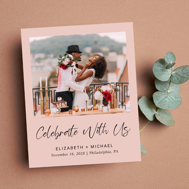 Budget Photo Blush Wedding Reception Invitation (You said "I do" in an intimate ceremony - now it's time to share your joy with those you hold dear)