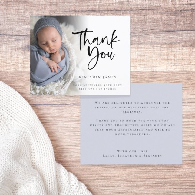 Budget Photo Boy Thank You Birth Annnouncement (Creator Uploaded)