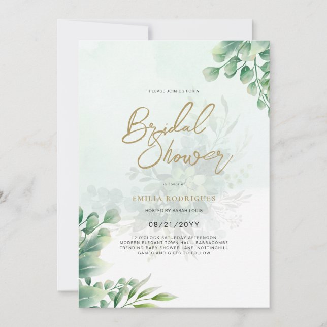 Budget Photo Bridal Shower Invitation Rustic Leaf (Front)