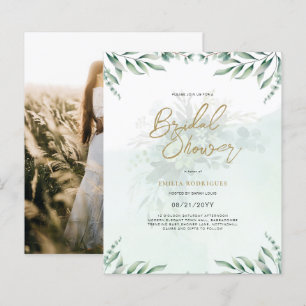 Budget Photo Bridal Shower Invitation Rustic Leaf